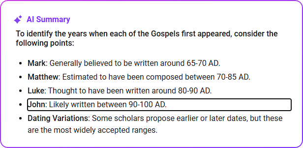 Chronology of gospels