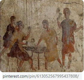 Pompeii fresco of those playing a game