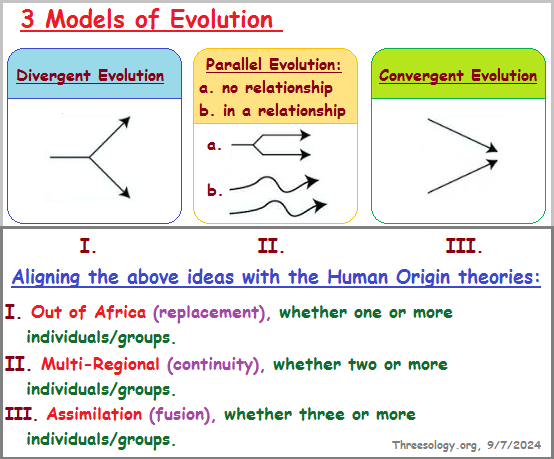 Evoltion models paired with Human origin theories