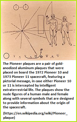 Plaque accompanying Pioneer 10 and 11 spacecraft.